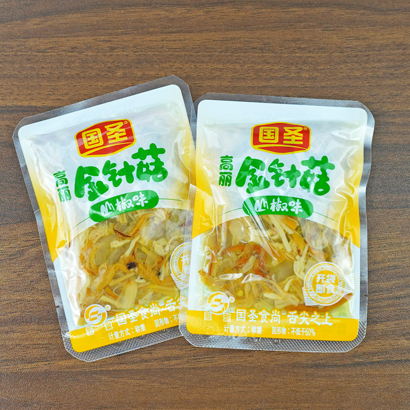 国圣金针菇脆笋香辣味山椒味竹笋片小包装开袋即食休闲零食下饭菜 - 图1