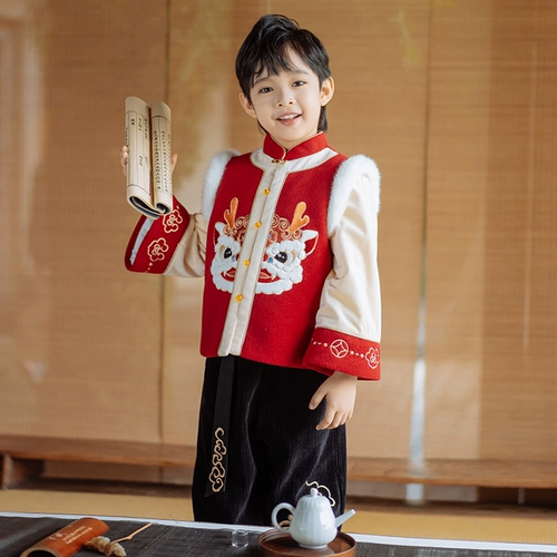 Ханьфу, зимний детский костюм мальчика цветочника, детская зимняя одежда для мальчика, китайский стиль