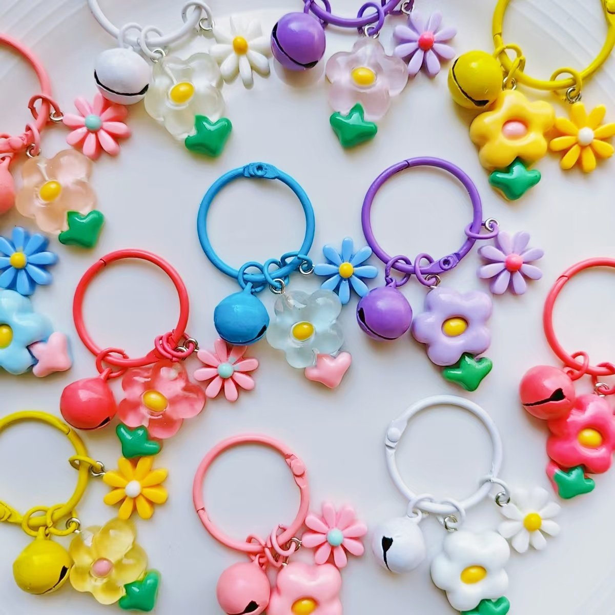 五瓣花树脂饰品配件diy材料钥匙扣雏菊胖嘟嘟小花挂饰小巧钥匙扣,淘宝优惠券,粉丝福利购,淘宝优惠卷