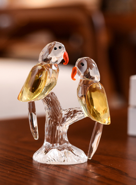 水晶鹦鹉新婚礼物橱窗仿真小饰品