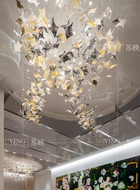 软装创意琉璃玻璃四角星空中吊饰走廊天花板吊顶酒店大堂灯饰装饰