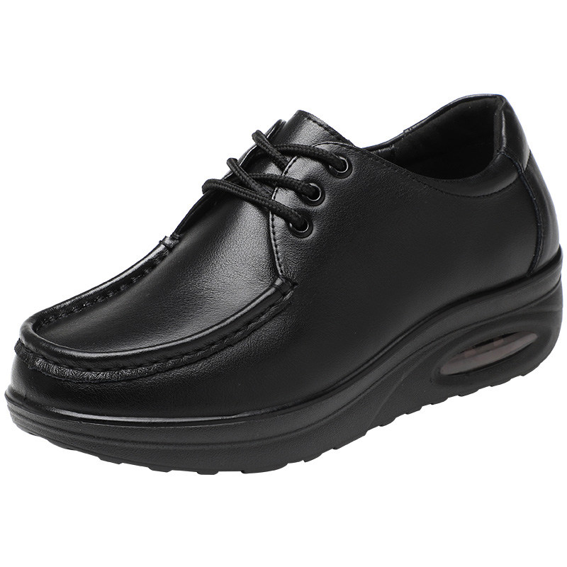 真皮厚底妈妈单鞋秋季平底舒适气垫皮鞋中年上班工作女鞋,淘宝优惠券,粉丝福利购,淘宝优惠卷