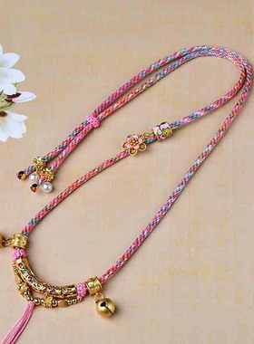 唐卡挂绳藏式手搓棉绳高档扎基拉姆天珠项链绳泰国佛牌链吊坠挂绳