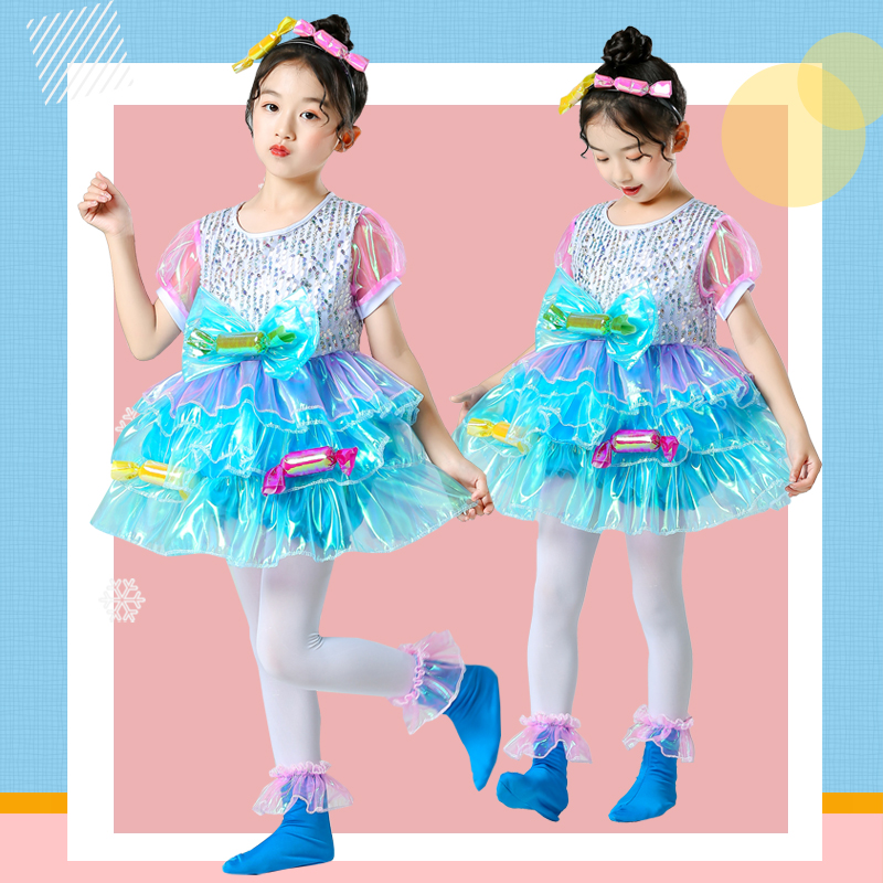 儿童舞蹈甜甜的滋味演出服幼儿糖果工厂派对棒棒糖道具可爱蓬蓬裙