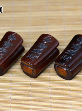 天然牦牛角雕刻棺材手把件复古熏色吊坠挂件配饰配件