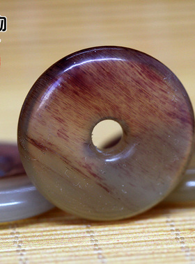 藏羊角原色透明血丝平安扣