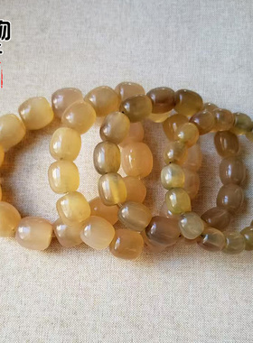 天然藏山羊角桶珠手串原色抛光精工血丝纹手链文玩珠串