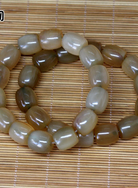 天然藏山羊桶珠手串原色通透带血丝角丝手链文玩珠串