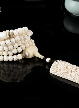 diy天然雕刻六字真言鹿骨佛头