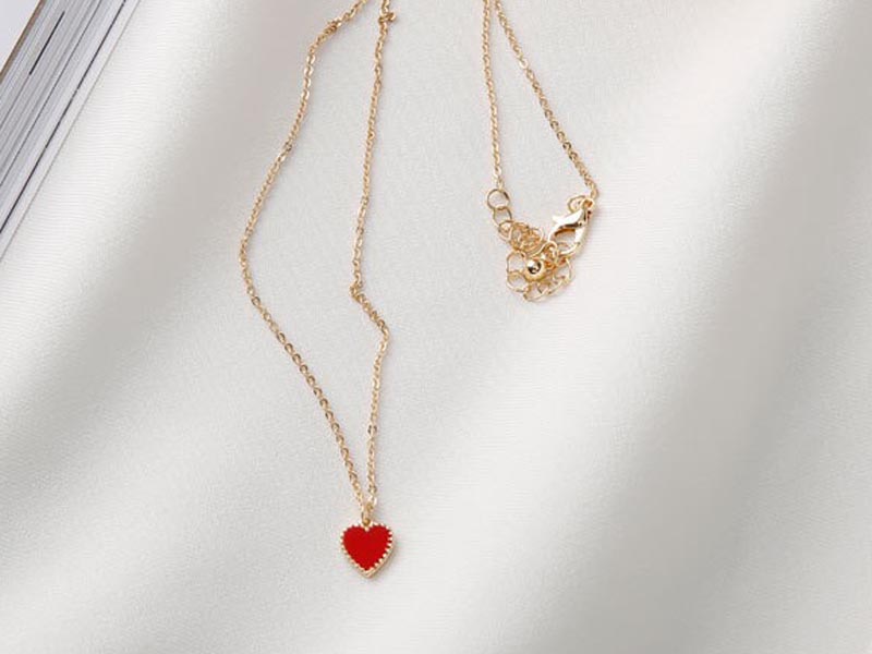赵丽颖同款项链赵丽颖爱心锁骨链桃心红心项链