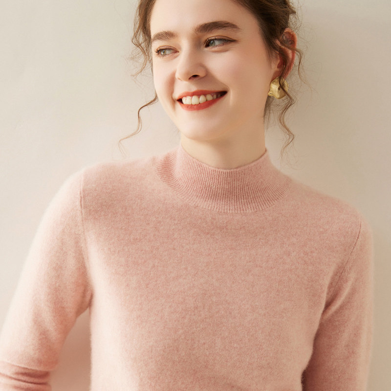 100%纯山羊绒衫2025新款半高纯色宽松针织打底衫内搭羊绒毛衣女,淘宝优惠券,粉丝福利购,淘宝优惠卷