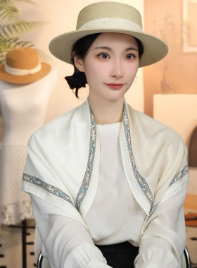 夏季韩版几何拼色斜纹绸三角巾