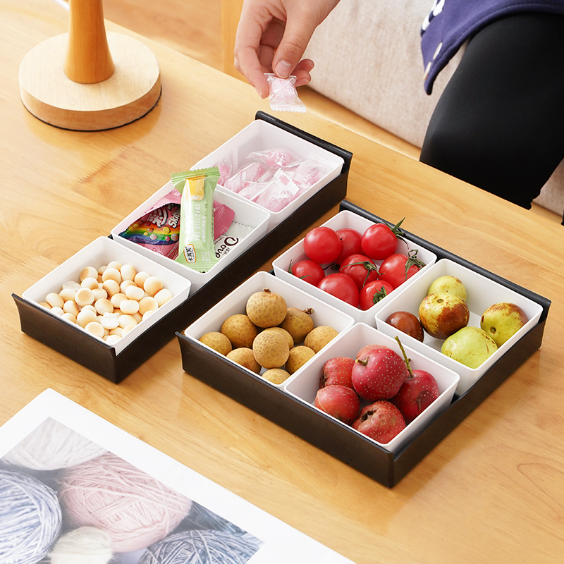 轻奢创意小吃碟客厅家用分格干果盘零食盘高级感水果盘糖果收纳盒