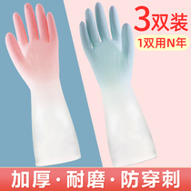 Dishwashing Gloves Womens Home With Kitchen Durable Stickers Waterproof Rubber Gloves Brush Bowls for housework cleaning and washing clothes