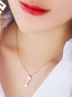 轻奢鱼骨钛钢项链女不掉色高级感
