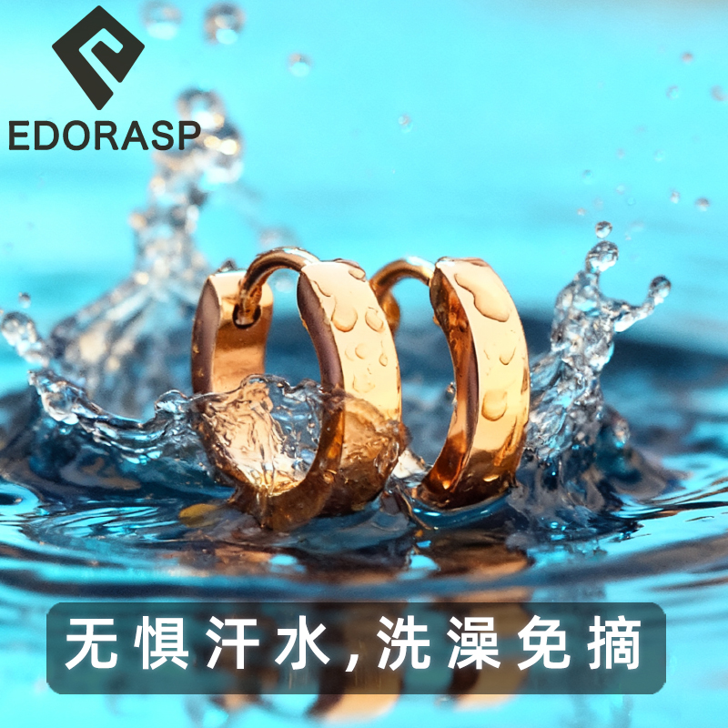 运动耳环2025新款耳圈睡觉免摘耳扣女素圈高级感玫瑰金钛钢耳钉 - 图0