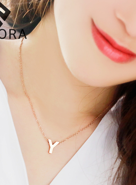 Y字母钛钢项链女防过敏不掉色