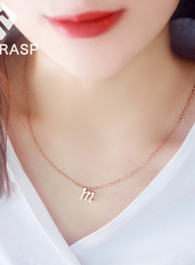 M字母项链女钛钢挂坠高级感18k