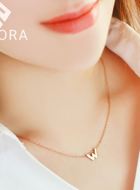 W字母钛钢项链轻奢不掉色百搭