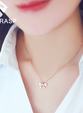 蝴蝶结钛钢项链女气质甜美不掉色