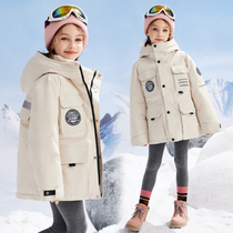 Porjis new childrens down clothes 2023 Winter warm and thickened Three-proof boy girls mid-coat foreign air