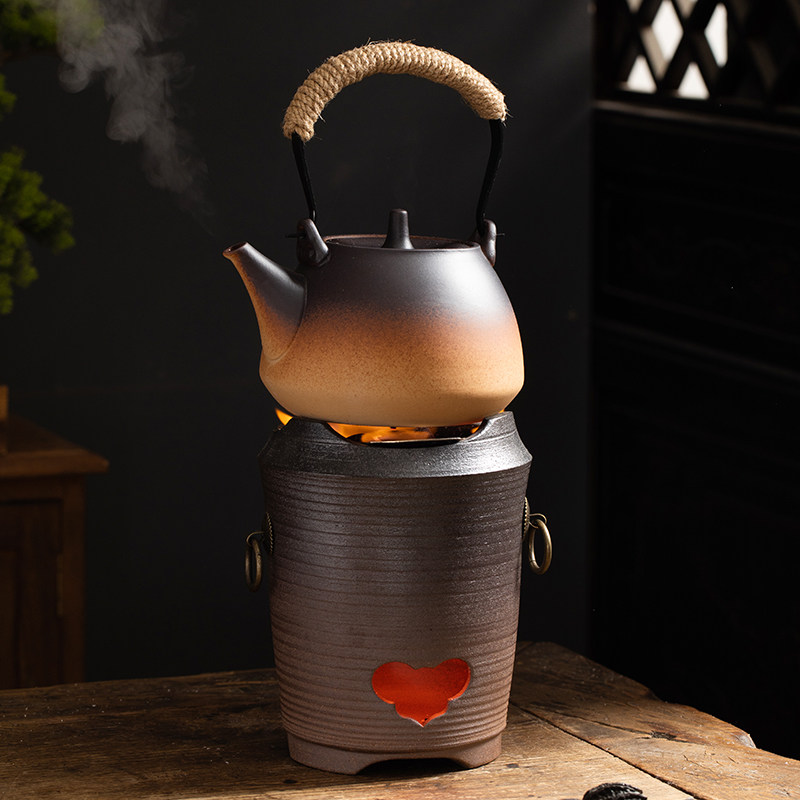 柴烧碳炉户外阳台明火煮茶围炉烧水壶陶瓷养生壶耐高温不锈钢碳隔,淘宝优惠券,粉丝福利购,淘宝优惠卷