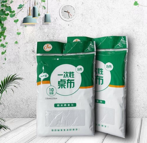 一次性桌布塑料加厚仿丝餐厅饭店酒席家用台布圆桌薄膜长方正方形 - 图3