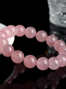 天然马粉水晶手链女马达加斯粉晶芙蓉石DIY手工手串招桃花 西柚粉