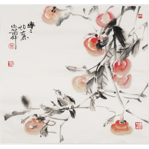 三尺斗方水墨画手绘禅意国画花鸟画中式客厅字画廖忠柳真迹00009 - 图1