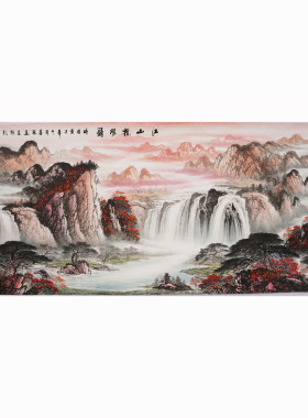 纯手绘聚宝盆山水画客厅装饰画