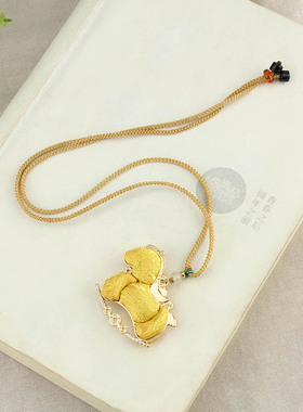 非遗仿宋锦双面小马吊坠项链女