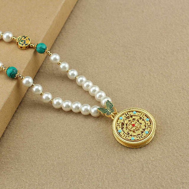 Pearl necklace women's new Chinese style long sweater chain