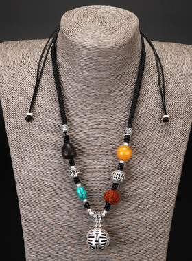 民族风复古四方来财毛衣链女