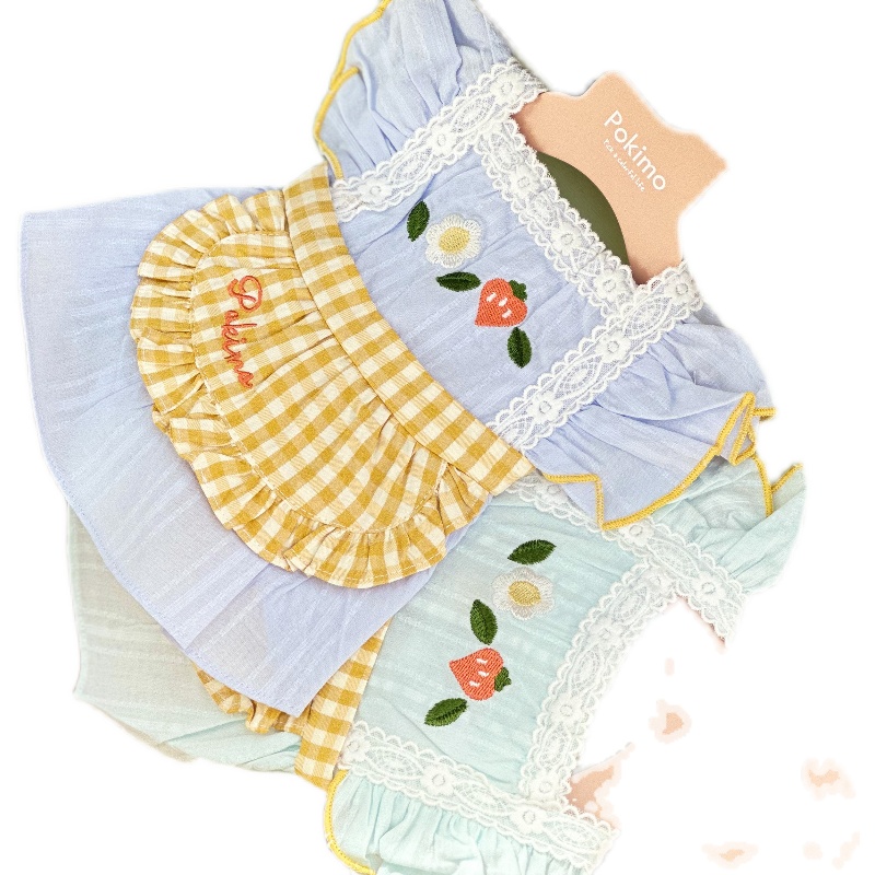 新品PokiMo夏季宠物连衣裙比熊博美马尔济斯围裙狗狗纯棉薄款衣服 - 图3