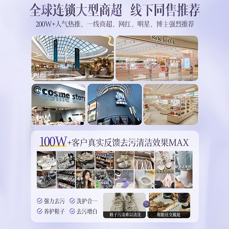 小白鞋清洁剂泡沫洗鞋神器去污增白去黄一擦免洗刷鞋子专用清洗剂 - 图3