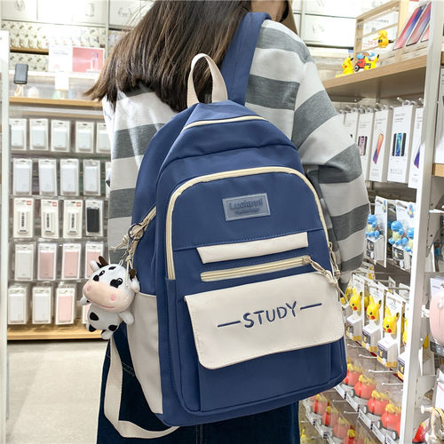 日系ins风小学生书包女初中生双肩包高中背包男大学生旅行电脑包 - 图0