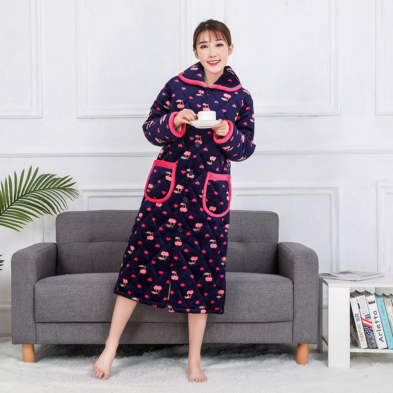 冬季三层夹棉加厚加绒睡袍女士法兰绒夹棉保暖家居服可外穿,淘宝优惠券,粉丝福利购,淘宝优惠卷