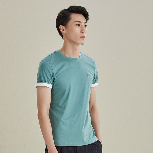 BONI/堡尼男士休闲短袖T恤夏季新品圆领纯棉男上衣LL243A64B - 图2
