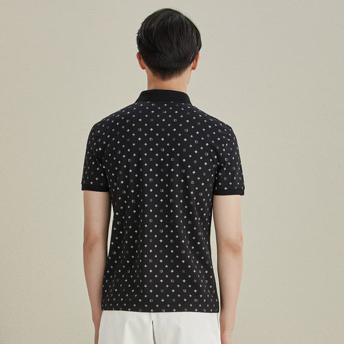 BONI/堡尼夏季新品POLO衫纯色翻领短袖T恤商务印花上衣LL380C32B - 图2