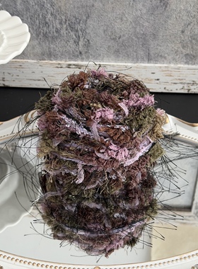 复古紫绿色手混线跳舞纱线高级感鸢尾花毛线钩包diy帽子发圈卡套