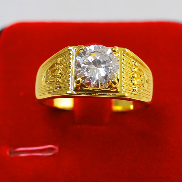 正品黄金戒指999足金男士女大号钻戒24k金钻石戒子结婚首饰品送礼
