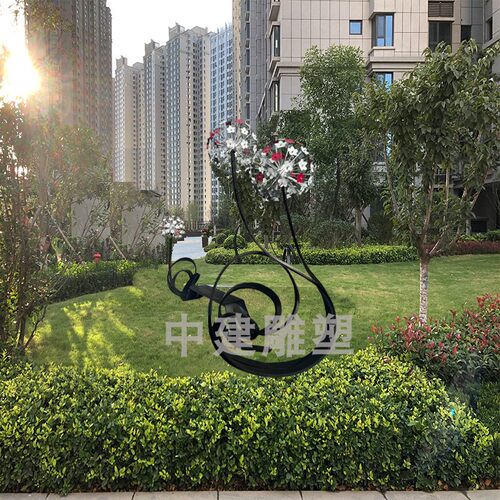 不锈钢蒲公英雕塑坐凳座椅园林景观草坪异形飘带小品玻璃钢雕塑 - 图0