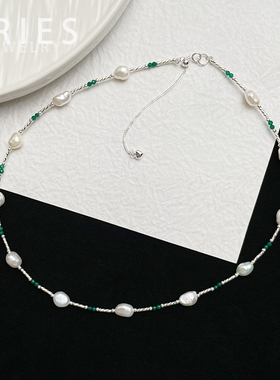 S925纯银巴洛克珍珠女小众项链