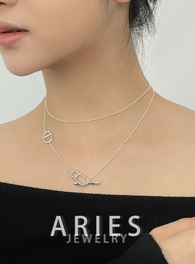 S925纯银女OT扣猪鼻子毛衣链