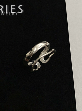 S925纯银小众简约风镂空双层戒指