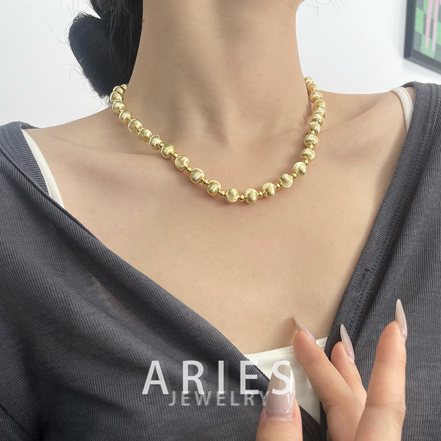 Aries S925纯银小灯泡拉丝猫眼圆球项链小众设计款时尚百搭锁骨链,淘宝优惠券,粉丝福利购,淘宝优惠卷