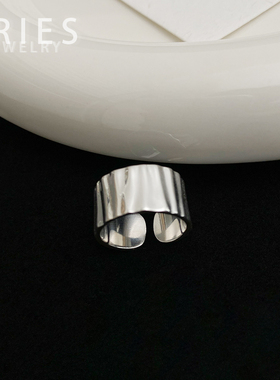 s925银宽版冷淡风百搭条纹戒指