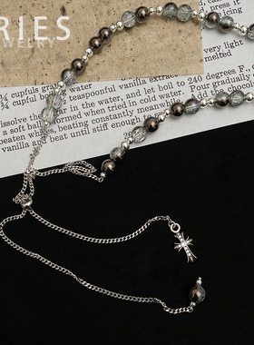 复古甜酷银珠拼接琉璃珠项链