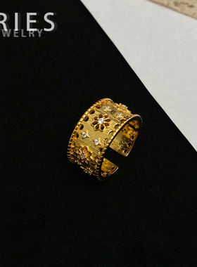 s925银意大利拉丝太阳花戒指开口