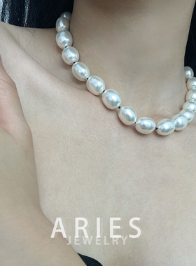 S925纯银女生大点位珍珠项链
